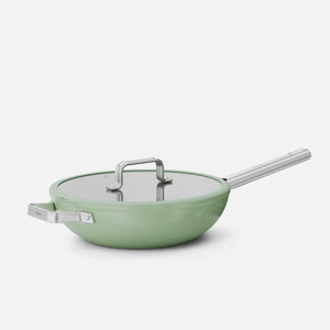 Wok pánev Meda 5.0 Standard, ø 28 cm - Nepřilnavá pánev s keramickým povrchem s poklicí, šalvějově zelená