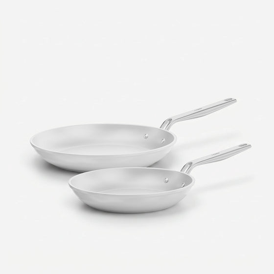 Sada pánví Meda 5.0 Pro, ø 24 cm + ø 28 cm, 2 díly - Nepřilnavé pánve s keramickým povrchem, světle šedé