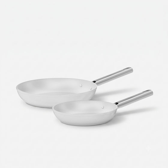 Sada pánví Meda 5.0 Standard, ø 20 cm + ø 26 cm, 2 díly - Nepřilnavé pánve s keramickým povrchem, krémové