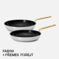 Sada pánví FABINI & Forejt, ø 26 cm + ø 30 cm, 2 díly - Nepřilnavé nerezové beznýtové pánve s keramickým povrchem z vícevrstvé nerezové oceli
