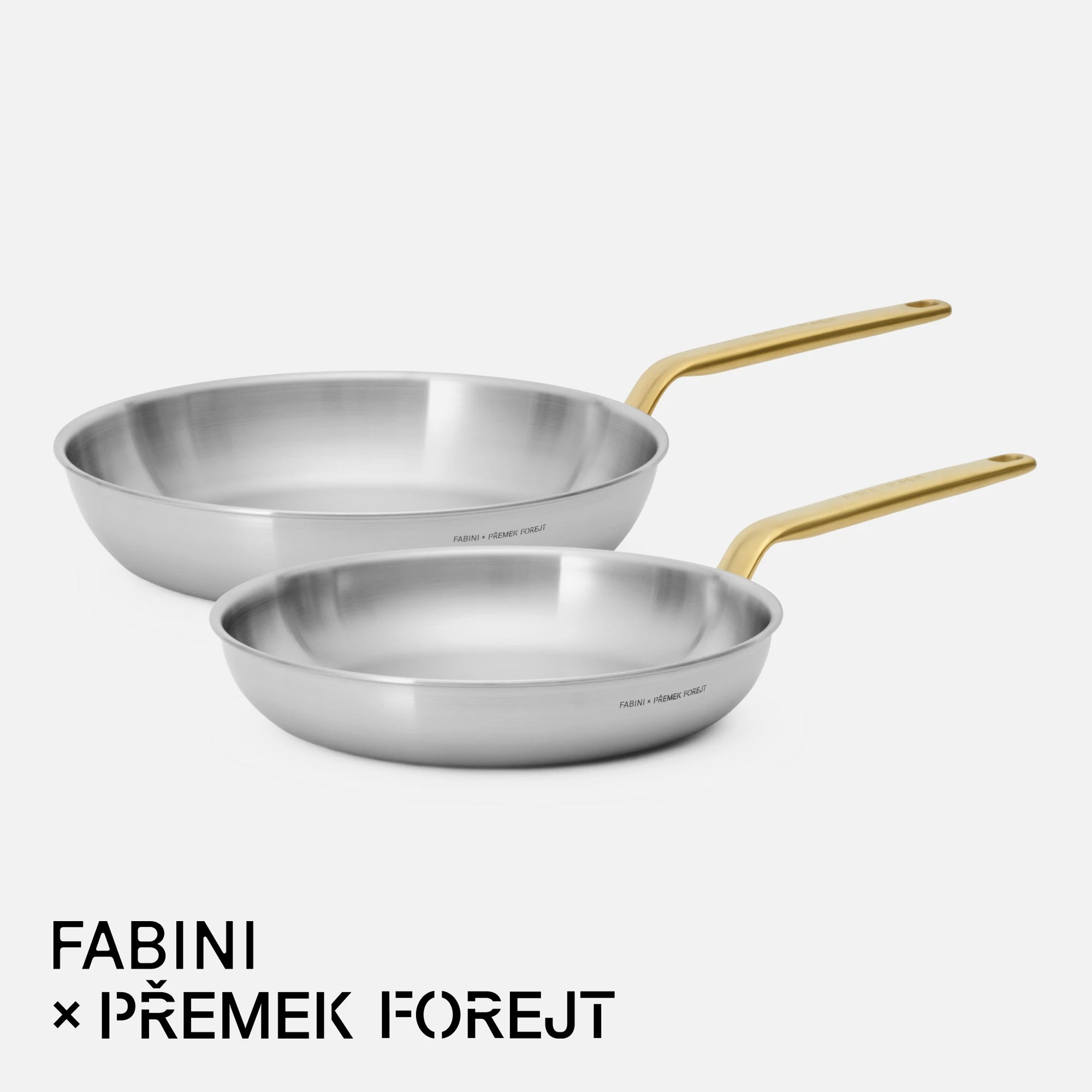 Sada pánví FABINI & Forejt, ø 26 cm + ø 30 cm, 2 díly - Nerezové beznýtové pánve z vícevrstvé nerezové oceli