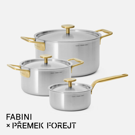 Střední sada FABINI & Forejt, 6 dílů - Nerezové beznýtové nádobí z vícevrstvé nerezové oceli