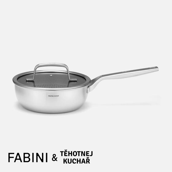 Kónický rendlík FABINI & Těhotnej kuchař 2.0, ø 20 cm (1,5 l) - Nerezový beznýtový rendlík s hybridním keramickým povrchem z vícevrstvé nerezové oceli s poklicí