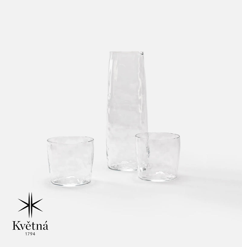 Sada karafy a 2 skleniček z foukaného skla FABINI & Tomáš Kučera, čirá