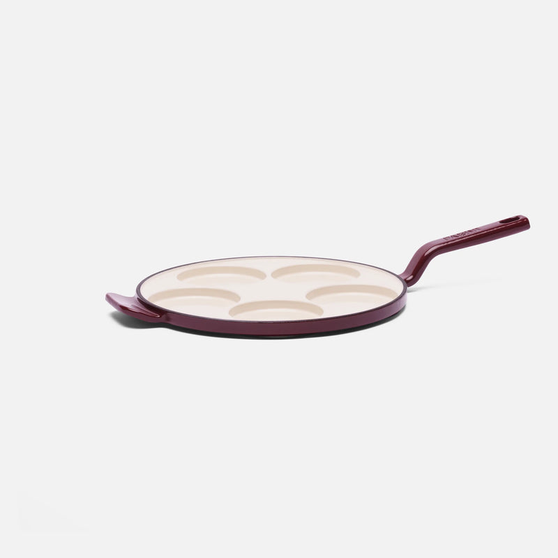 Vánoční pánev na lívance Mattia 3.0 Standard, ø 26 cm - Smaltovaná litinová pánev na 5 lívanců, vínová